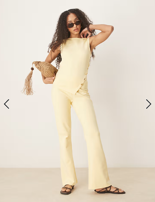 ASOS DESIGN interlock co-ord button detail vest top in yellow
