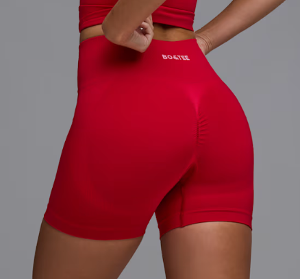 Bo+tee - Define Luxe High-Waist Mini Shorts in Cherry Red