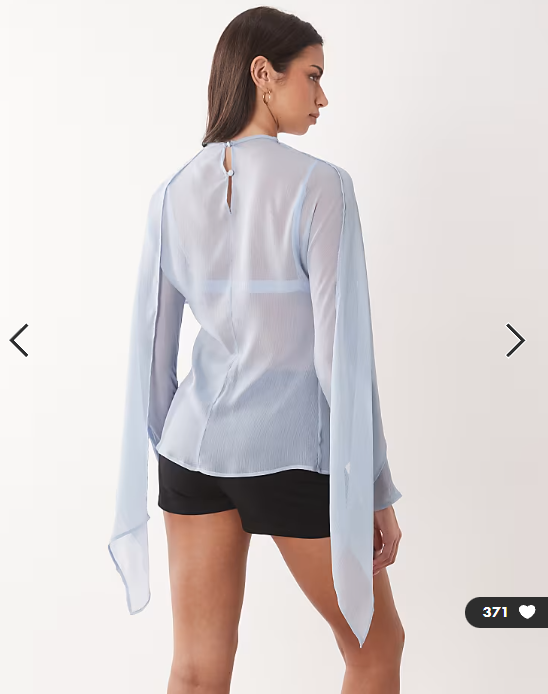 ASOS DESIGN chiffon scarf detail sheer blouse in blue