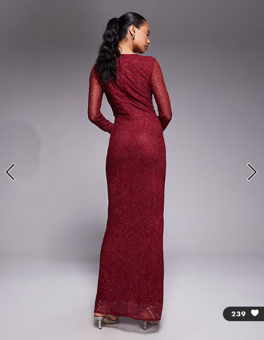 Jaded Rose hotfix slinky maxi dress with knot detail in burgundy