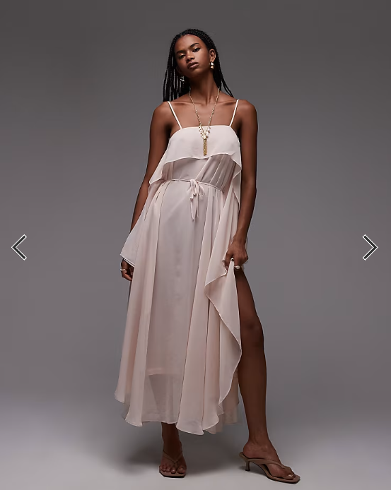 ASOS DESIGN chiffon trapeze maxi dress in soft pink