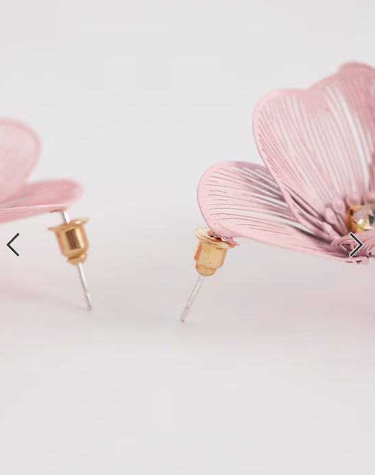 Kaiia exclusive 3D flower drop earrings in baby pink