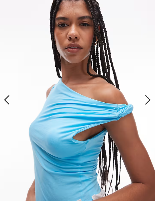 Topshop asymmetric twist detail top in blue