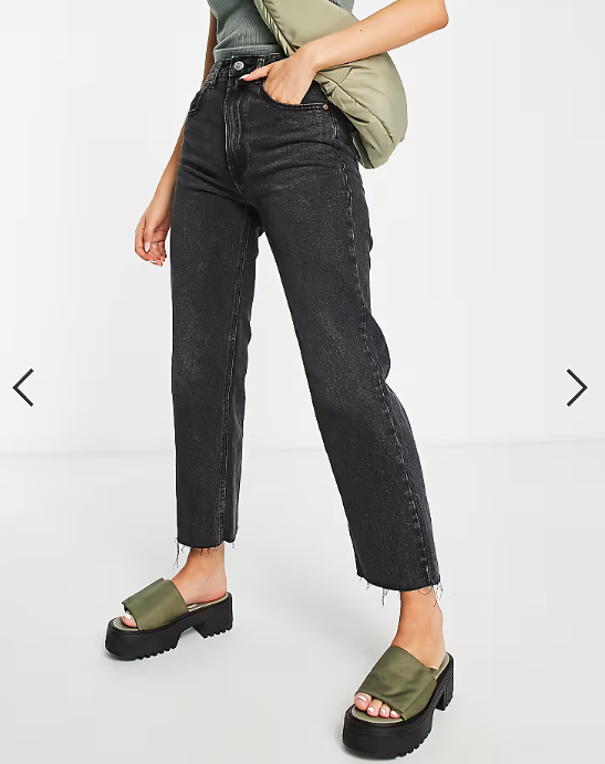 Stradivarius straight leg jean in washed black