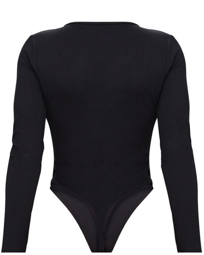 Shape Black Ribbed Long Sleeve Bodysuit