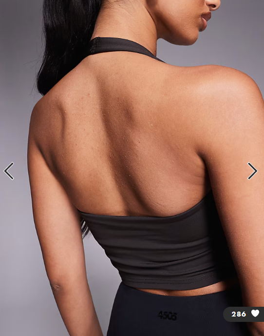 4505 halter neck performance top with inner bra in dark chocolate