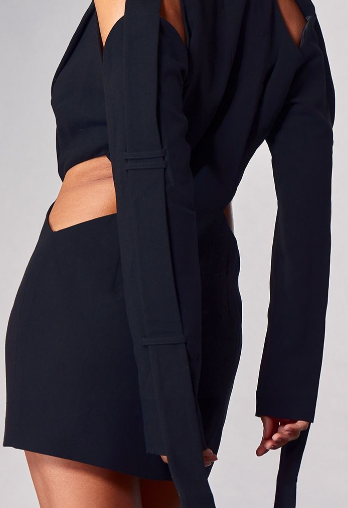 Label Black Strap Sleeve Detail Cut Out Blazer Dress