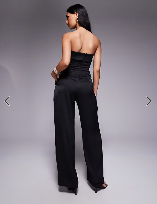 TFNc - satin bandeau wide leg jumpsuit in black
