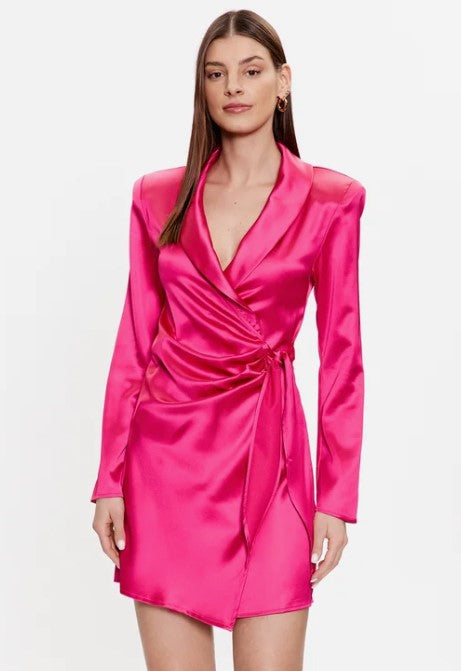 Satin wrap blazer dress