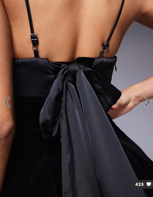 Murci satin contrast square neck bow tie back velvet mini dress in black