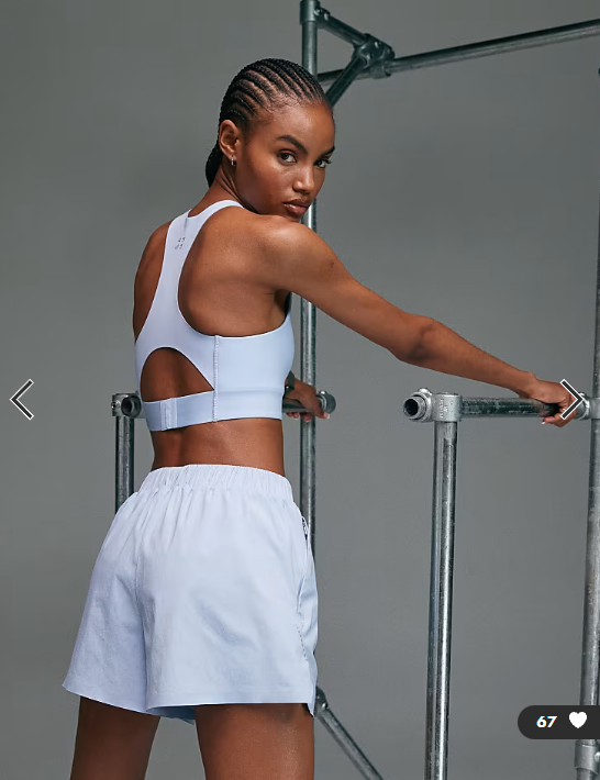 4505 Premium high impact zip front running sports bra with adjustable straps and reflective detail in sky blue