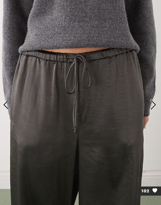 Weekday satin trousers in dark grey