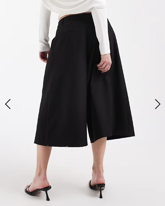 ASOS DESIGN tailored wide bermuda culottes in black
