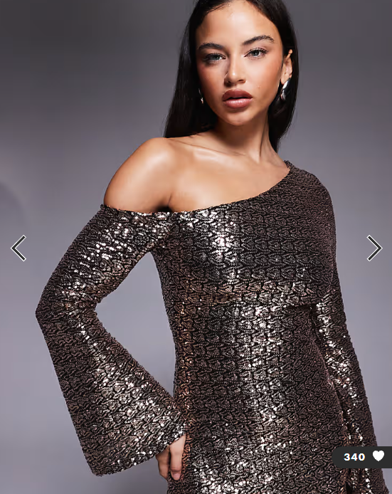 ASOS DESIGN off shoulder sequin angel sleeve mini dress in gold