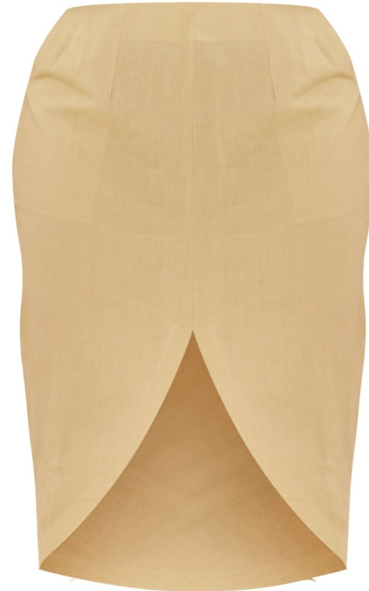 Plus Sage Green Linen Look Split Front Midi Skirt