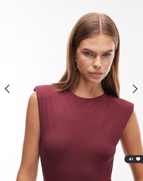 ASOS DESIGN slinky sleeveless shoulder pad bodysuit in burgundy