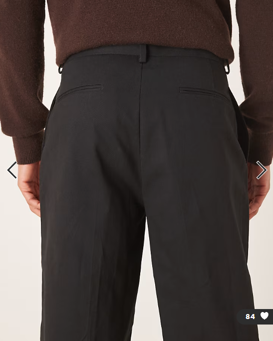 ASOS DESIGN smart 100% cotton oversized tapered trousers in black