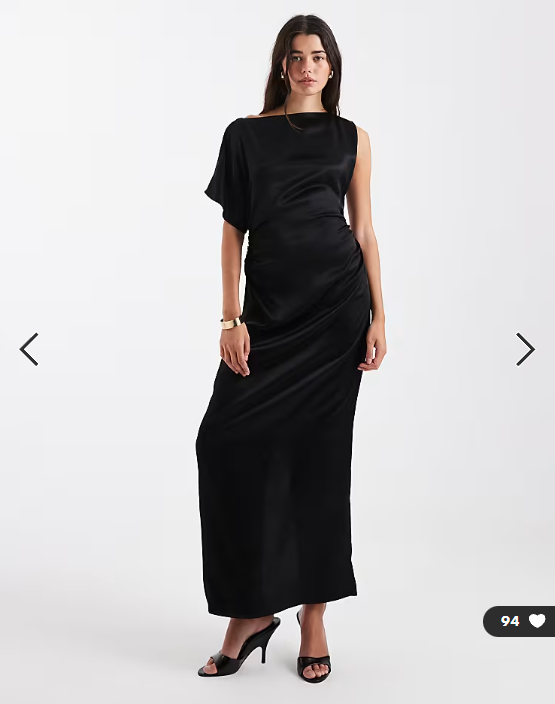 ASOS DESIGN satin cape asym midi dress in black