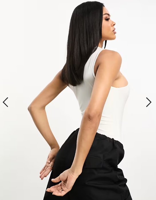 ASOS DESIGN double layer racer bodysuit in white