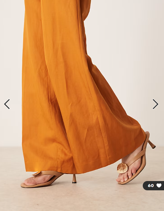 Mango linen mix bandeau jumpsuit in burnt orange