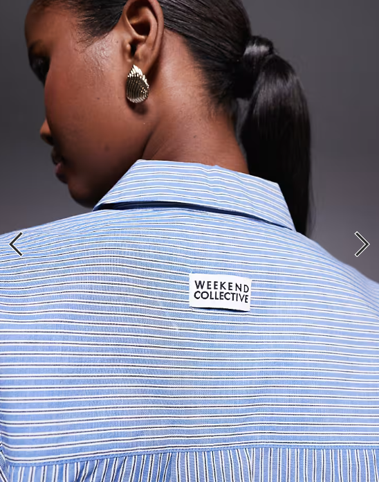 Weekend Collective co-ord stripe shirt in blue and white