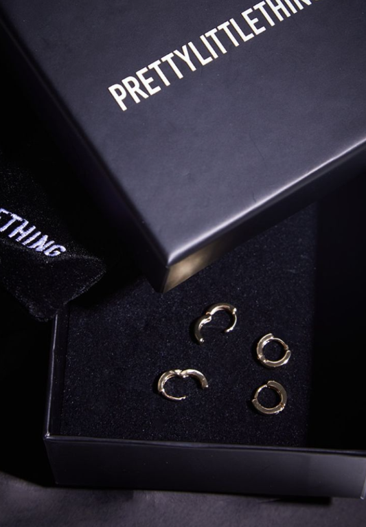 Real Gold  Plated Dainty Huggie 2 Pack Hoop Earrings
