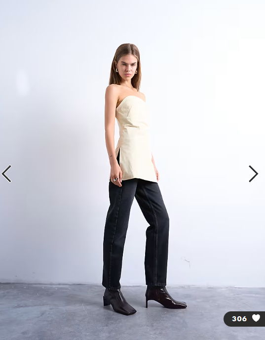 Topshop clean longline tunic bandeau top in buttermilk