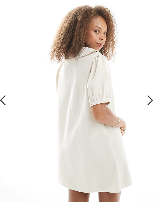 Miss Selfridge ruffle detail shirt dress in ecru