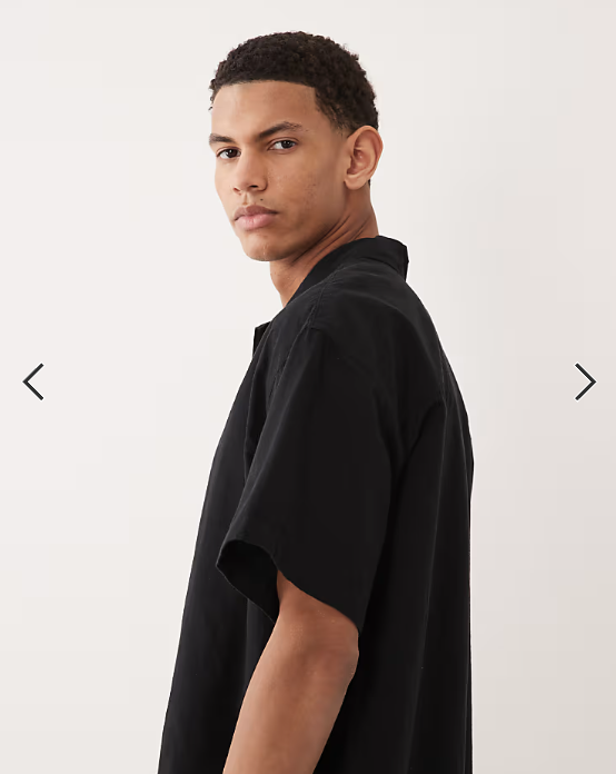 Jack & Jones oversize short sleeve linen blend shirt in black