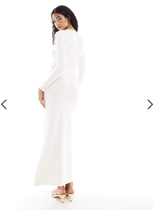 4th & Reckless asymmetric drape bust detail maxi dress in ecru