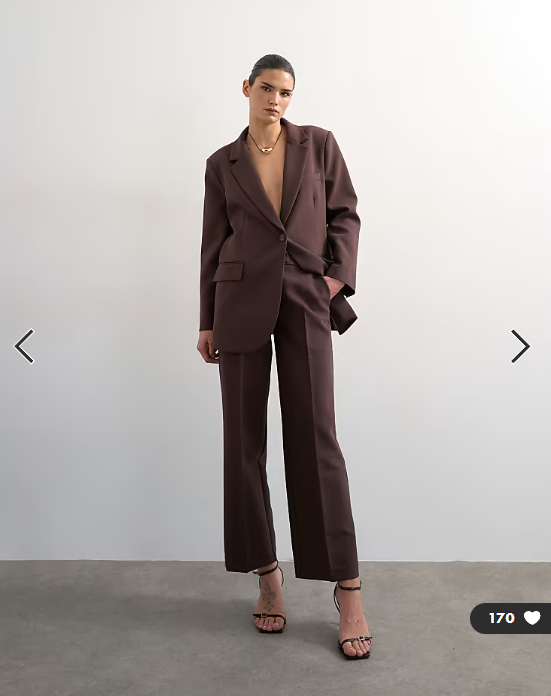Topshop co ord mid rise clean straight trouser in chocolate