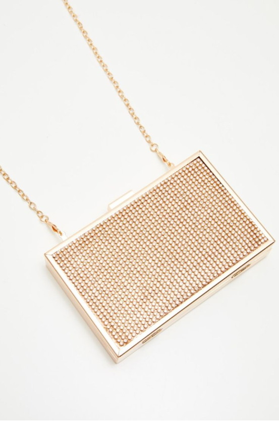 Plt - Gold Diamante Box Clutch