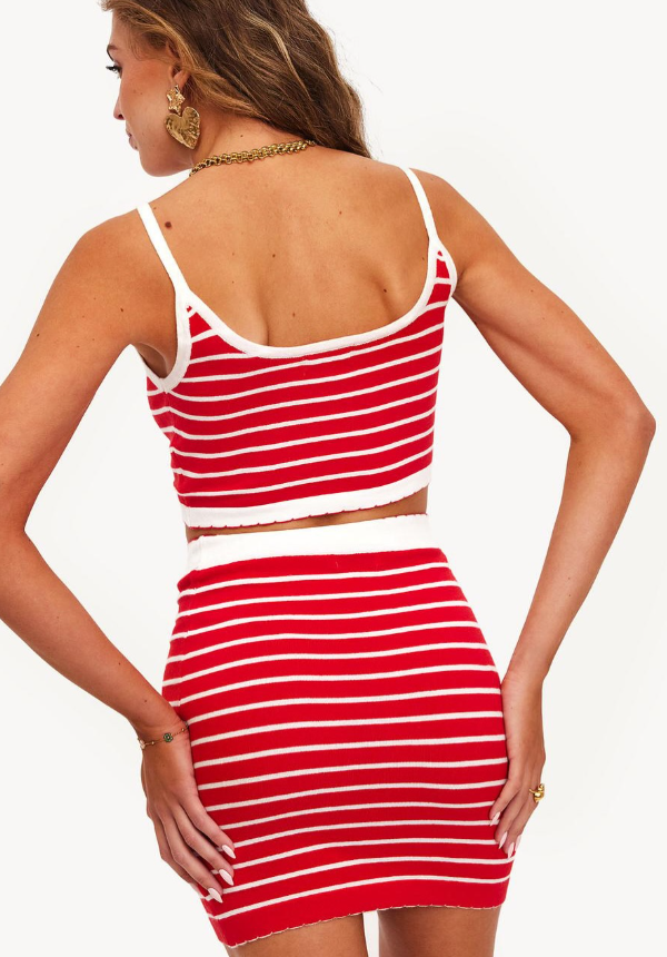 Loavies - Red mini skirt and topwith stripes SET