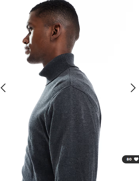 Jack & Jones roll neck jumper in dark grey