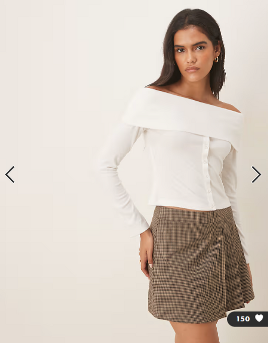 ASOS DESIGN off shoulder button down top in cream