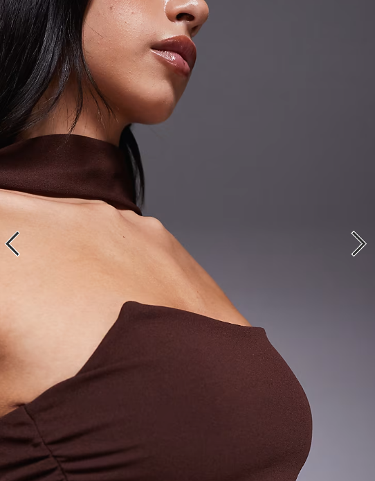 ASOS DESIGN longline structured bandeau top with scarf neck detail in chocolate