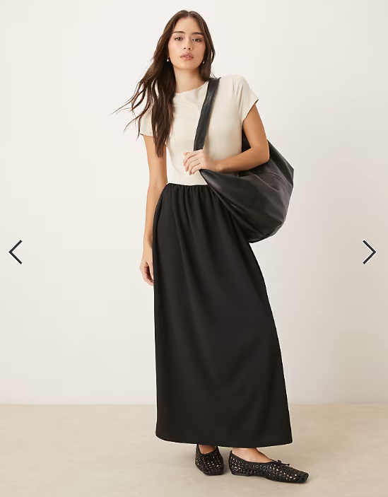ASOS DESIGN slash neck hybrid dropped waist maxi dress in black and white