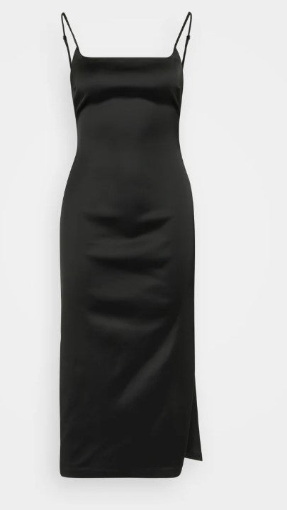 SATIN SCULPT SQUARENECK MIDI DRESS