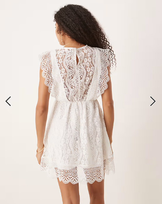 Gina Tricot lace mini summer dress in white