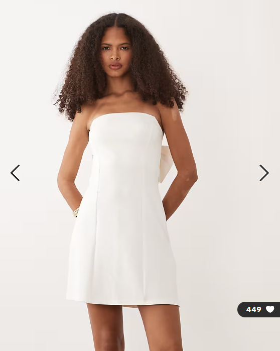 New Look bow back bandeau mini dress in white
