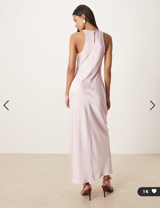 Vila racer satin midaxi dress in cherry blossom