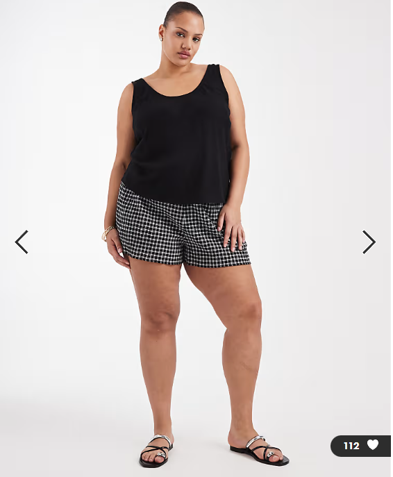 ASOS DESIGN Curve scoop neck linen cami in black