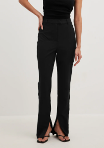 High Waist Slit Suit Trousers