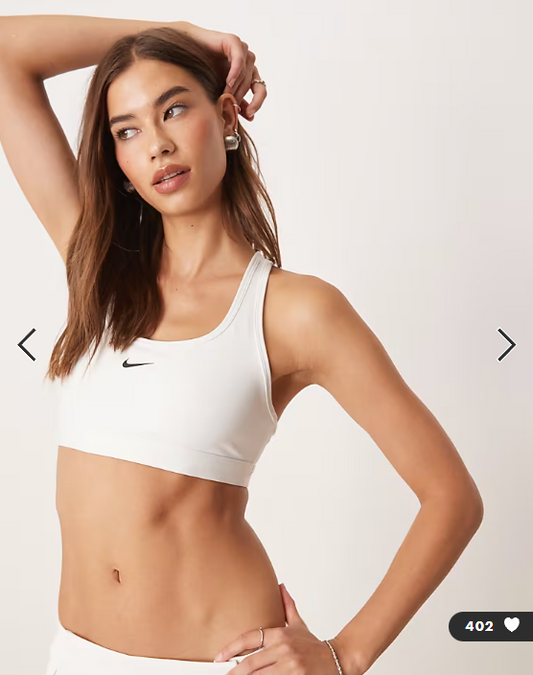 Nike Training Swoosh light support sports bra in white