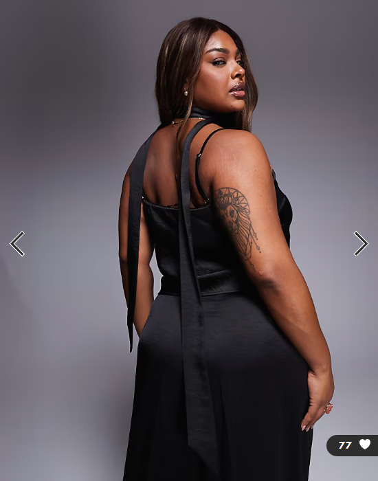 TFNC Plus bandeau top with scarf neck detail co-ord in black