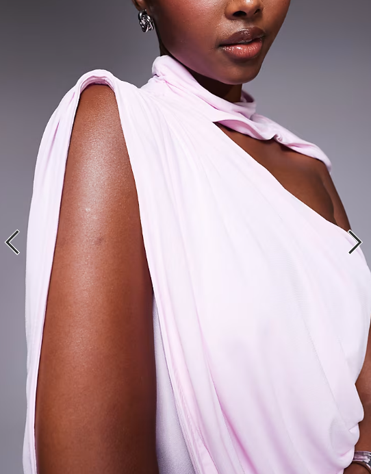 ASOS DESIGN one shoulder drape maxi dress with cape detail in lilac
