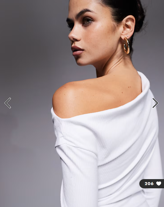 ASOS DESIGN ribbed asym neckline fitted mini dress in white