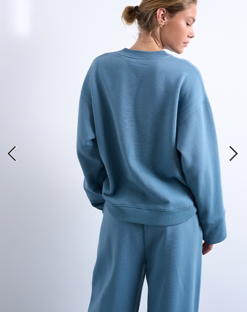 Topshop clean oversized deep cuff sweat in blue