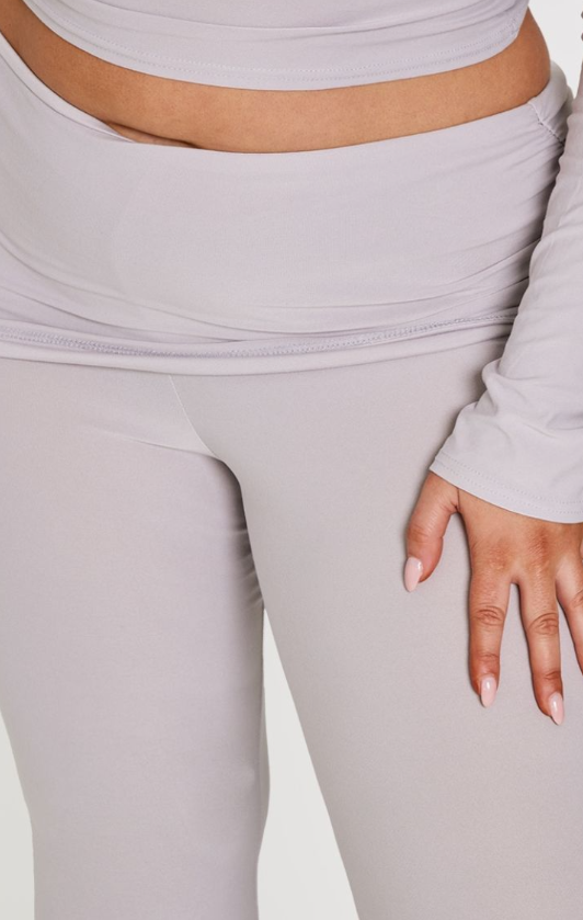 Plus Grey Marl Contour Jersey Flared Trousers