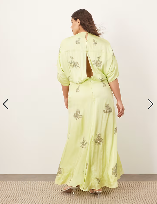 ARRANGE Curve floral embellished modern 30s tea dress in lime green